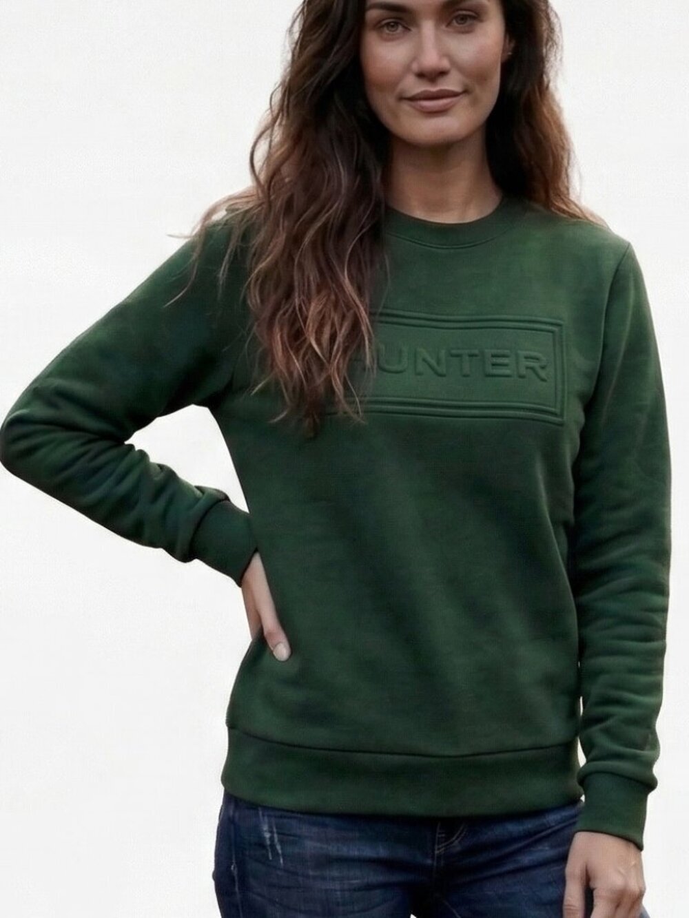 Hunter Women’s Embossed Modal Blend Pullover – Green – Size S – NWT
